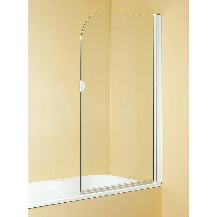 Mampara para bañera Pomo - 1 pieza, An x Al: 80 x 140 cm, Vidrio transparente - Producto en uso