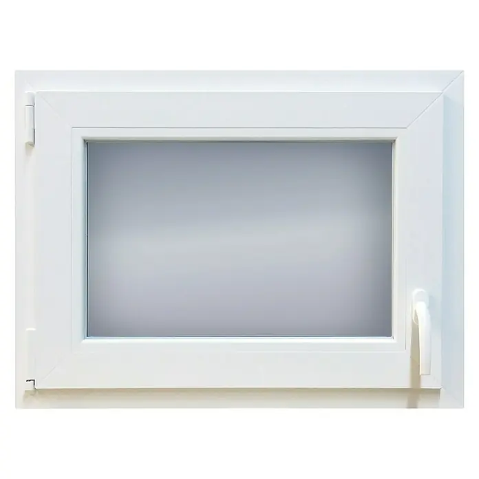 Solid Elements Set de ventana de PVC Practicable-Oscilobatiente - 80 x 60 cm, Izquierda, Blanco, Sin persiana - Vista frontal