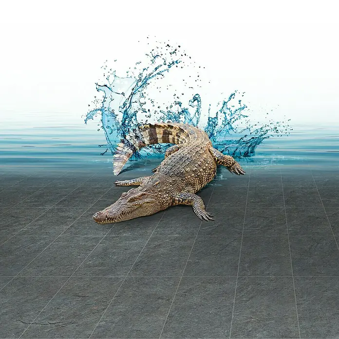 LOGOCLIC Hartvinylboden Element Ocean Bay - 1.280 x 295 x 4 mm, Fliesenoptik - Anwendungsbeispiel