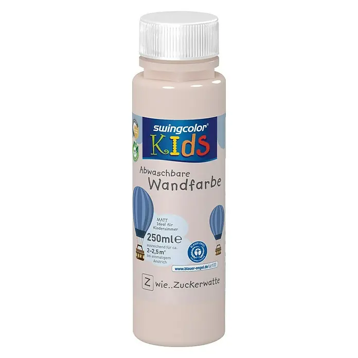 swingcolor KIDS Wandfarbe - Zuckerwatte, 250 ml, Matt, Konservierungsmittelfrei - Vorderansicht