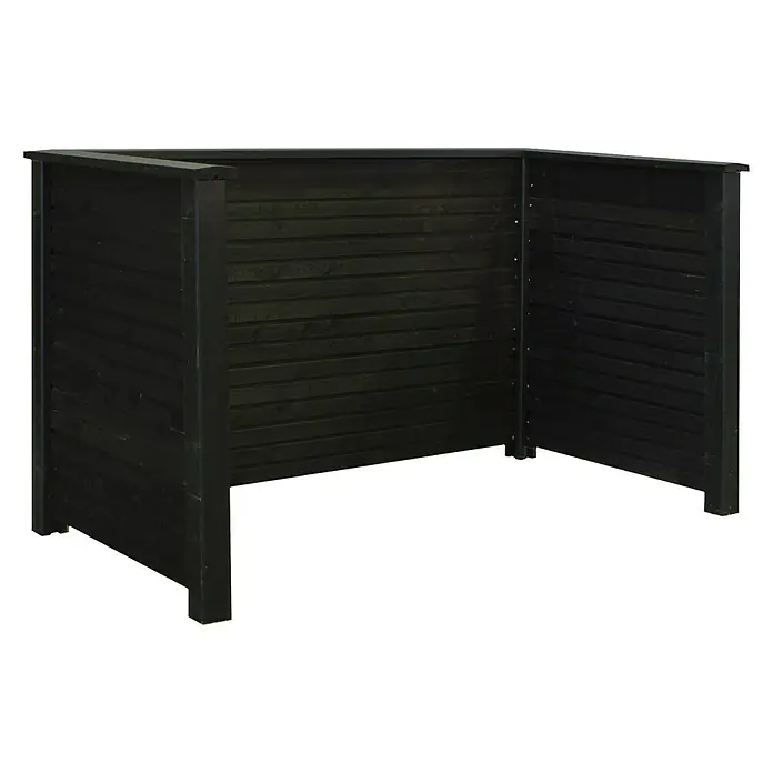 Plus Mülltonnenverkleidung Plank - Außenbreite inkl. Dachüberstand: 194 cm, Außentiefe inkl. Dachüberstand: 97 cm, Holz, Schwarz - Rechte Seitenansicht