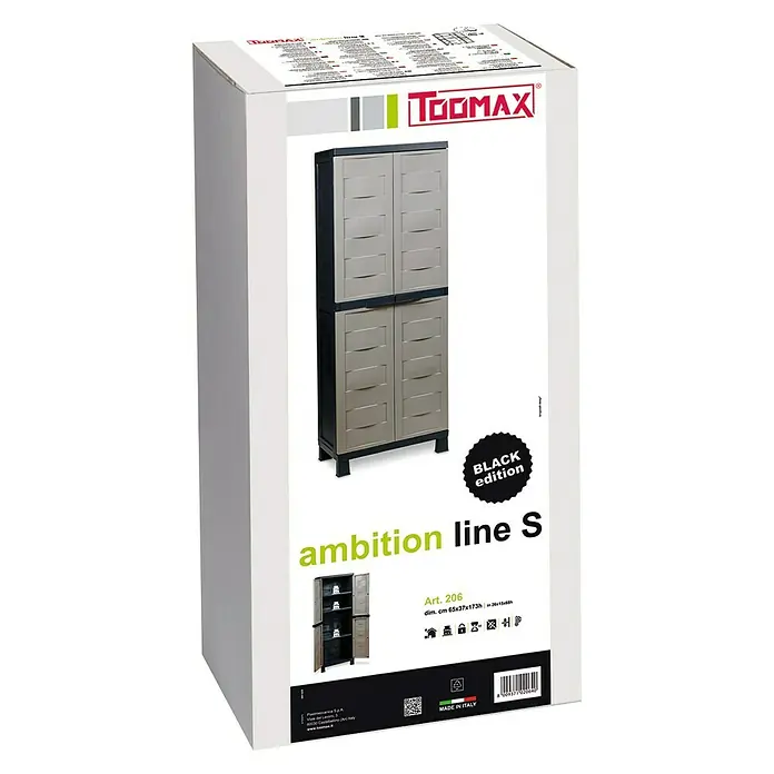 Kunststoffschrank - L x B x H: 65 x 37 x 173 cm, Traglast: 20 kg/Boden