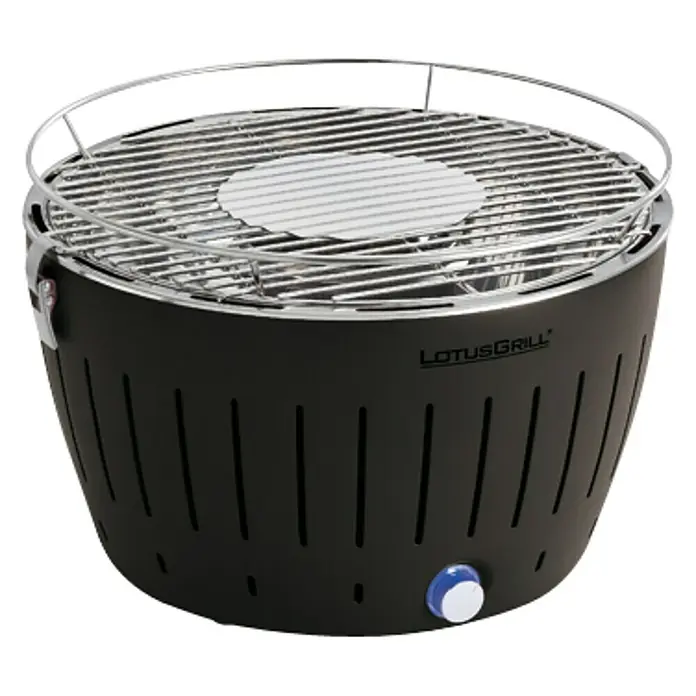 LotusGrill Barbacoa de carbón con poco humo - Negro, Superficie parrilla: Ø 34 cm
