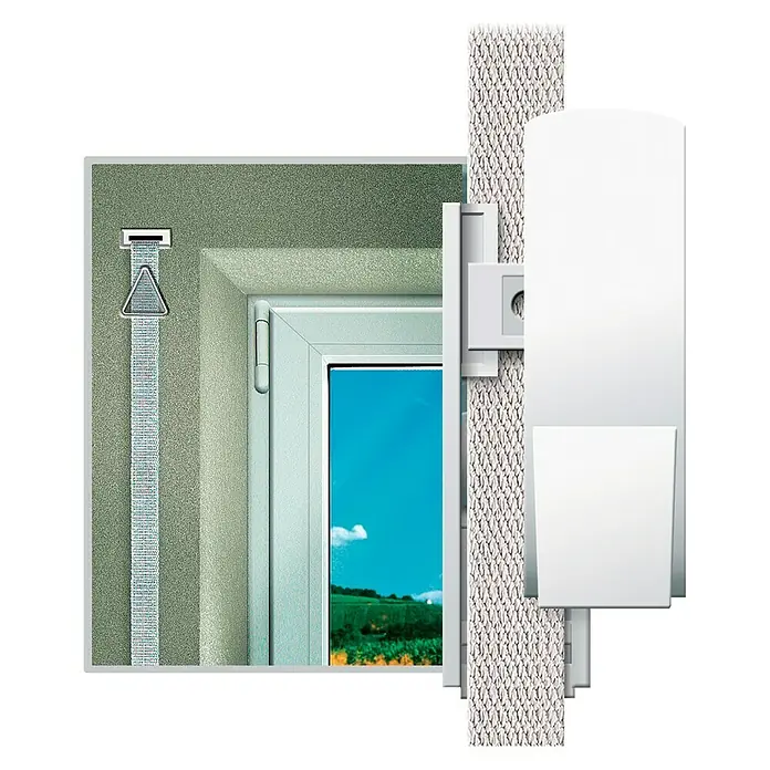 Schellenberg Duo Plus Guía para correa de persiana - L x An x Al: 8,5 x 2,5 x 3 cm, Apto para: Mini sistemas de persianas enrollables, Blanco