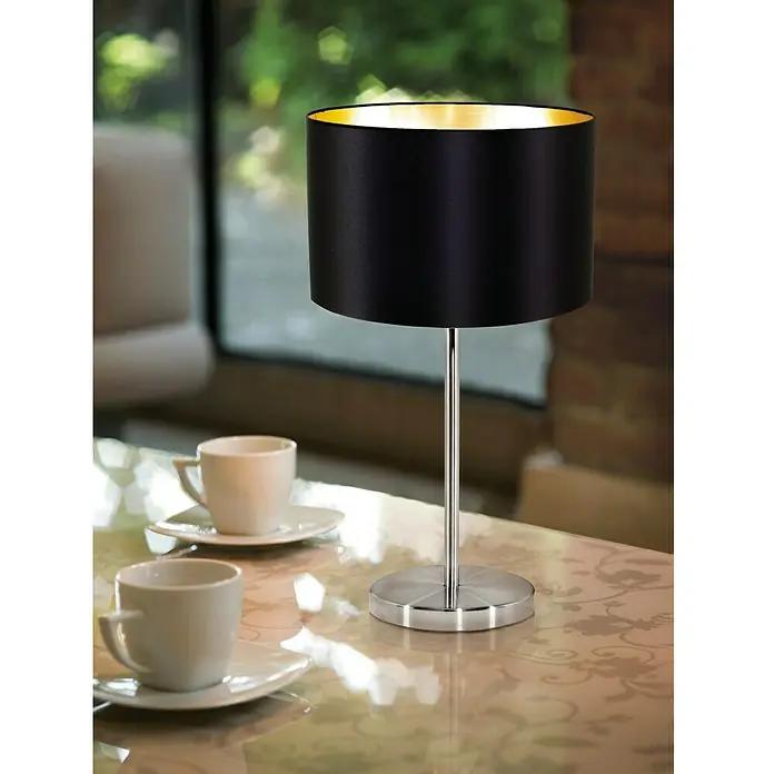 Eglo Maserlo Lámpara de sobremesa - 60 W, Ø x Al: 23 x 42 cm, Negro, Níquel mate, Oro, E27