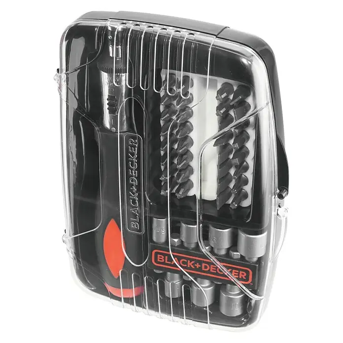 Black+Decker Estuche de puntas con carraca A7062-XJ - 41 pzs.