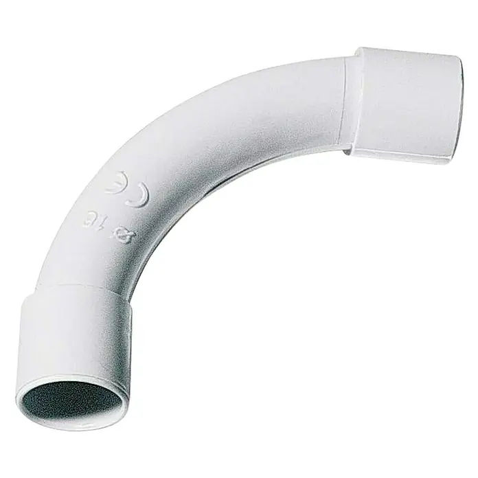 Empalme para tubo curva 90º PVC - EN 25, Plástico, 320 N, Color: Gris claro