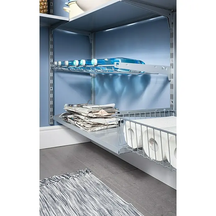 Element System Drahtkorb - 35 x 80 cm, Weiß/Aluminium, Geeignet für: Schiene Classic Raster 32 - Rechte Seitenansicht