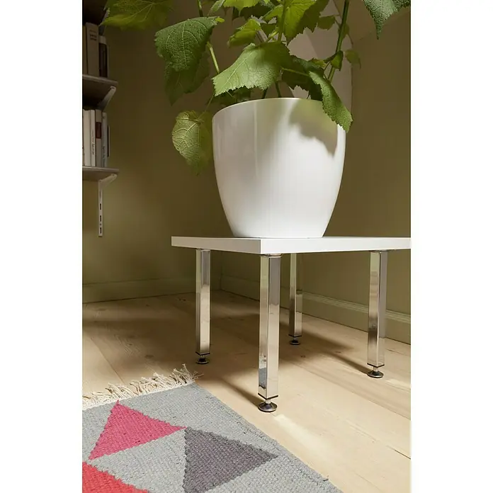 Element System Četverokutno čelično postolje - 25 x 25 x 100 mm, Nosivost: 30 kg, Boja: Bijelo-aluminij - Živopisni prikaz