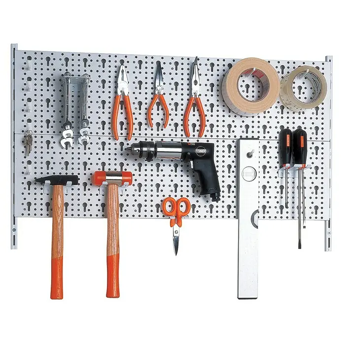 Element System Classic Lochwand-Set Organizer 1 - 2 x Stahllochplatten 80 x 20 cm, 2 x Wandschienen 50 cm, 18 verschiedene Werkzeughalter, Montagematerial, 28 -tlg. - Anwendungsbeispiel