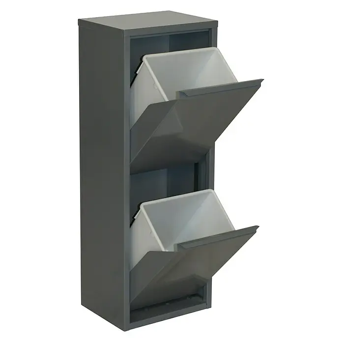 Simonrack Armario auxiliar - L x An x Al: 25 x 34 x 92 cm, Compartimentos con 2 cubetas extraíbles, Gris oscuro