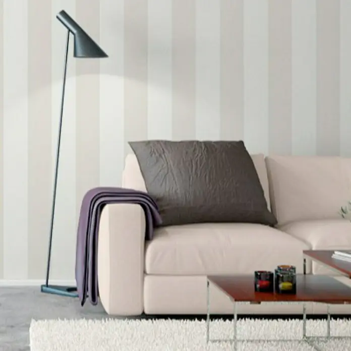 Papel pintado Básico de rayas - Beige/Crema, 10 x 0,53 m