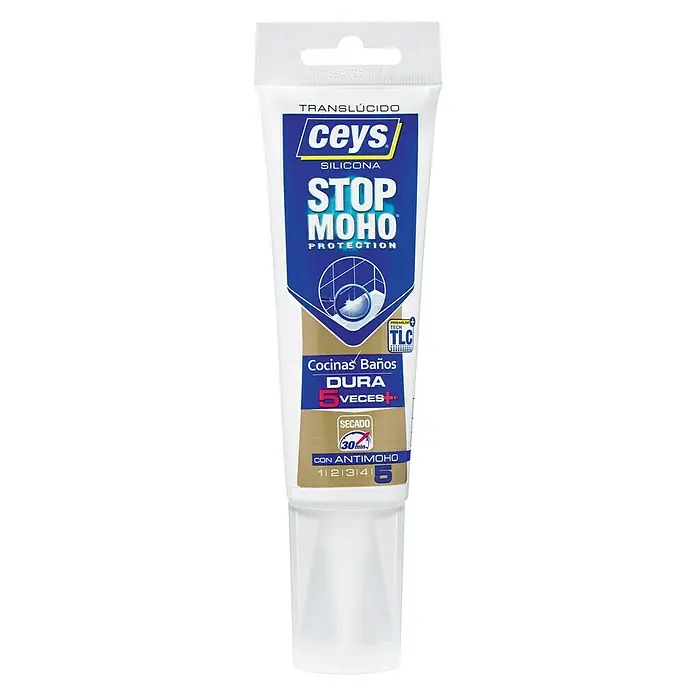 Ceys Silicona para sanitarios y cocinas Stop Moho - Incoloro, 125 ml