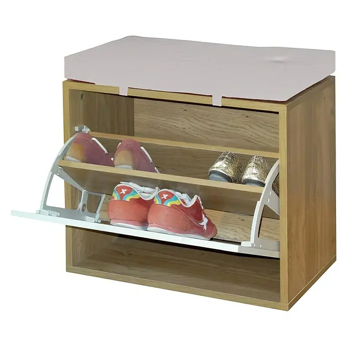 Asiento con espacio de almacenaje - L x An x Al: 30 x 46 x 50 cm, Blanco