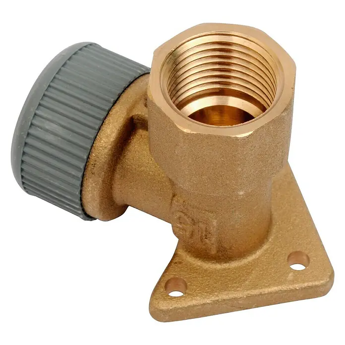 Codo PB rosca H con placa - 15 mm, ½″, 90 °
