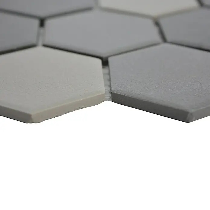 Mosaikfliese Hexagon Mix CU HX160 - 32,5 x 28,1 cm, Grau/Schwarz, Matt - Detailaufnahme