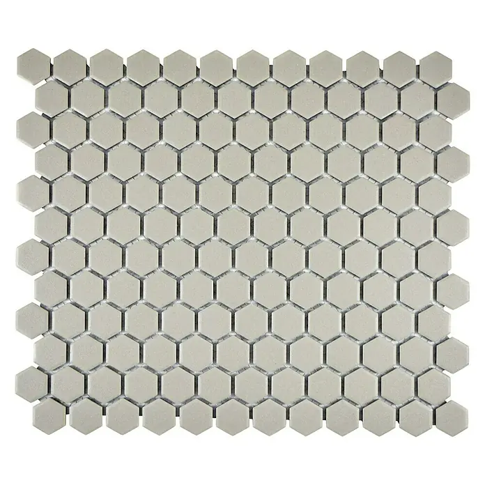 Mosaikfliese Hexagon Uni CU HX017 - 26 x 30 cm, Hellgrau, Matt - Ansicht von oben