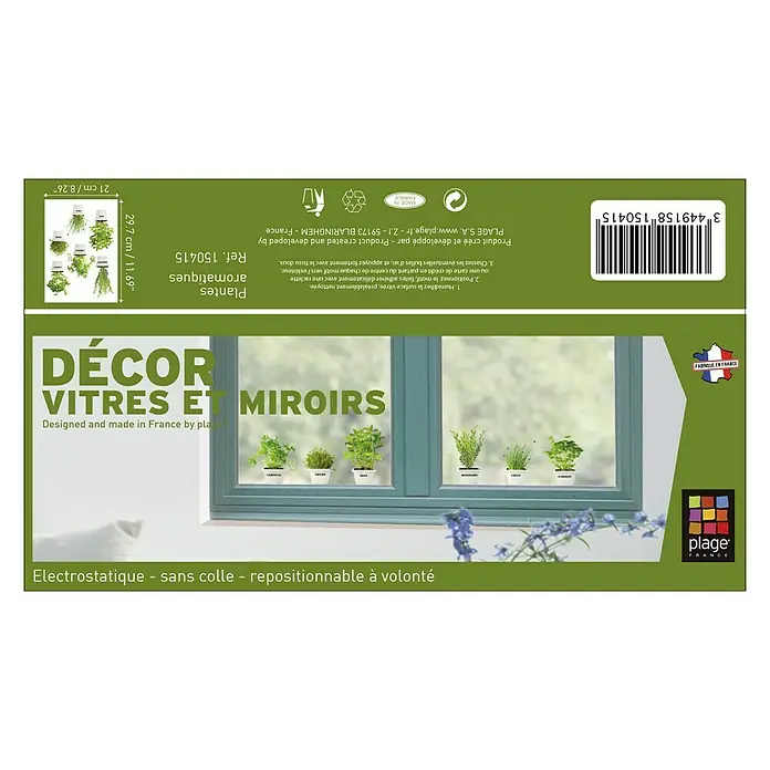 Adhesivos decorativos cristal - Plantas verdes, Verde, 21 x 29,7 cm