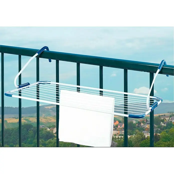 Tendedero de pared terraza - Longitud cuerda de tender: 10 m, Blanco, Ancho: 105 cm