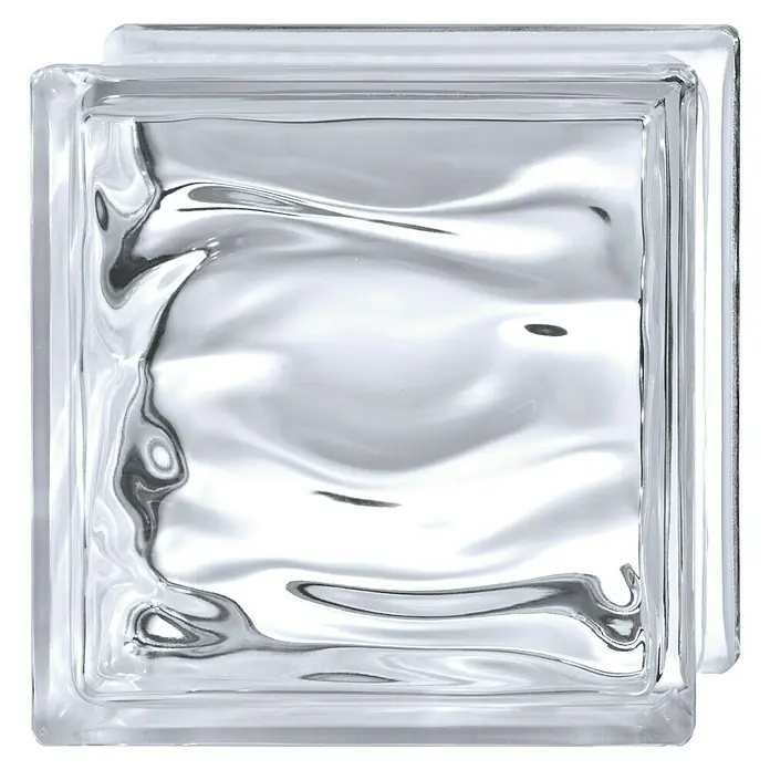 Bloque de vidrio Agua - Transparente, 19 x 19 x 8 cm