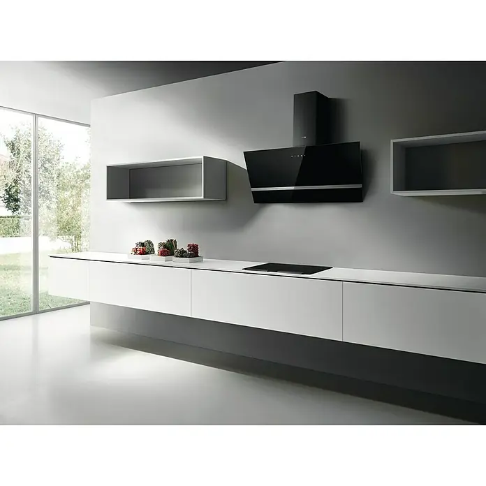 Turboair Campana extractora de vidrio Kitty - Ancho: 90 cm, Potencia de aire máx.: 650 m³/h, Negro