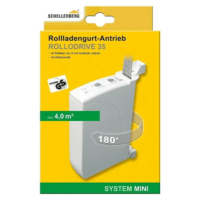Schellenberg Rollladen-Gurtwickler Rollo Drive 35 - B x H: 39 x 166 mm, Gurtbreite: 14 mm, Zugkraft: 12 kg - Vorderansicht