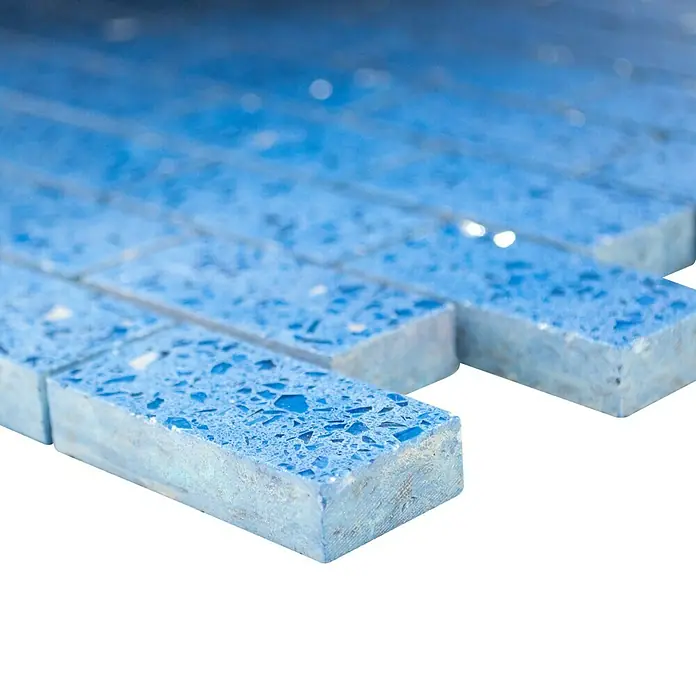 Mosaikfliese Brick Artifical XCM ASMB5 - 30 x 30 cm, Blau, Glänzend - Detailaufnahme
