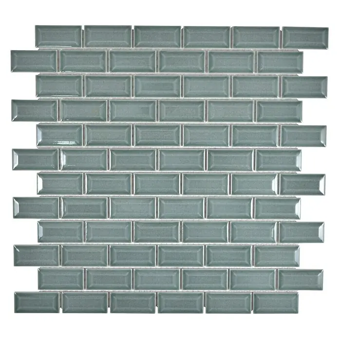 Mosaikfliese Brick Bond Diamond CBP 106 - 30 x 30 cm, Petrol, Glänzend - Ansicht von oben