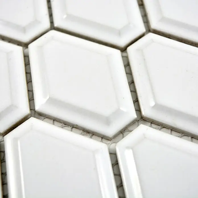 Mosaikfliese Diamant CG MD 1WG - 25,2 x 26,5 cm, Weiß, Glänzend - Detailaufnahme
