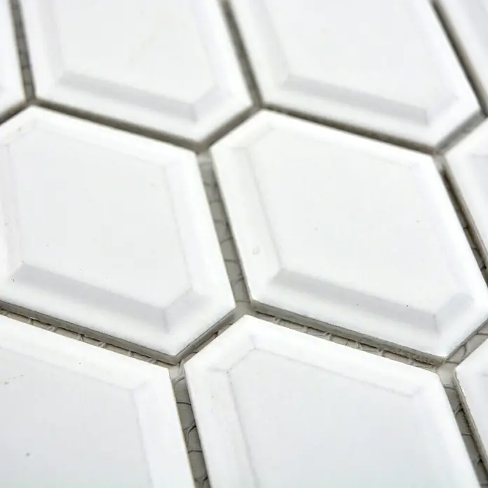 Mosaikfliese Diamant CG MD 3WM - 25,2 x 26,5 cm, Weiß, Matt - Detailaufnahme