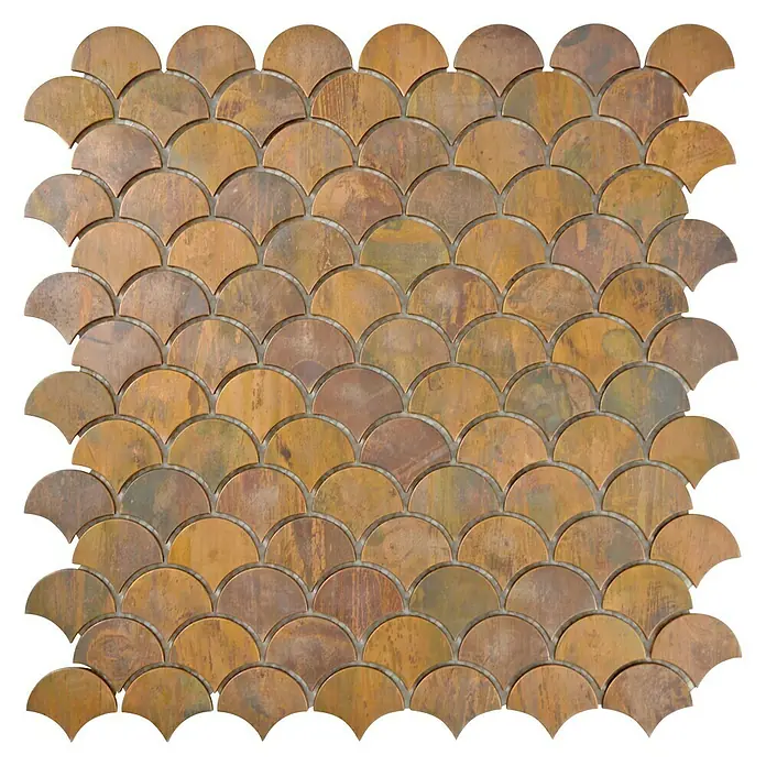 Mosaikfliese Fächer XK FS 46 - 28,3 x 29,2 cm, Kupfer, Matt - Ansicht von oben