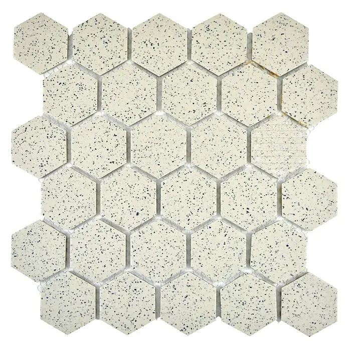 Mosaikfliese Hexagon Uni CU HX208M - 27,1 x 28,1 cm, Cremeweiß, Matt - Ansicht von oben