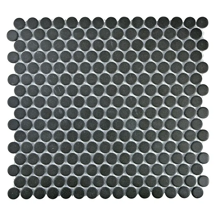 Mosaikfliese Knopf Uni CU K217 - 31,5 x 29,4 cm, Schwarz, Matt - Ansicht von oben