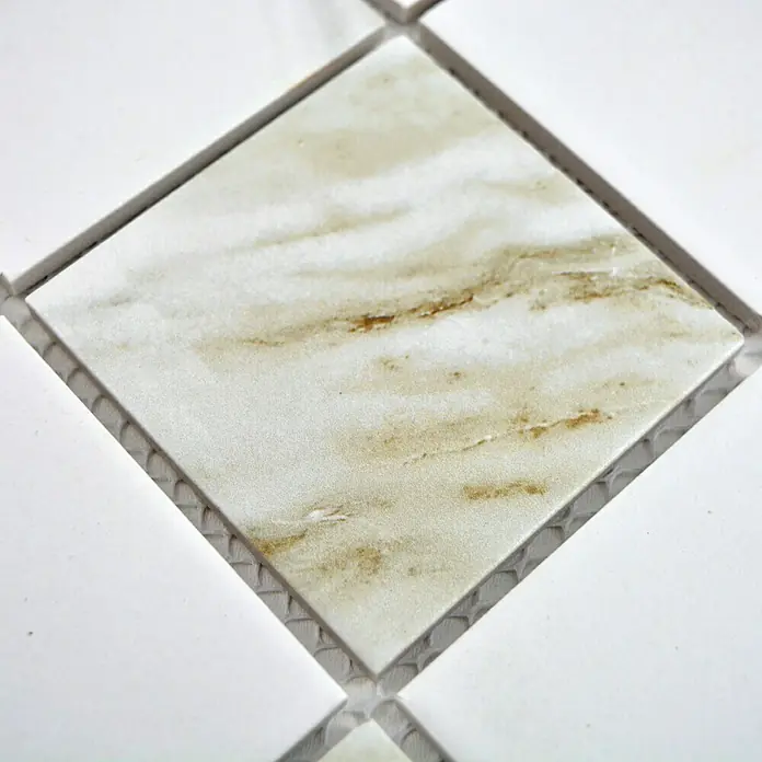 Mosaikfliese Quadrat Calacatta CIM Q73 CT - 30,6 x 30,6 cm, Braun/Beige/Weiß, Matt - Detailaufnahme