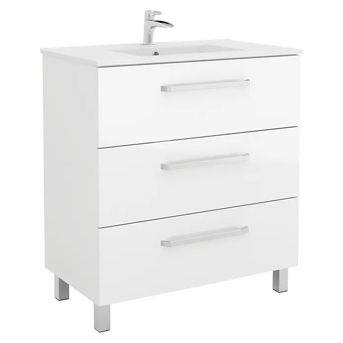 Mueble de lavabo Mythos - 45 x 79,7 x 86,8 cm, Blanco, Brillante