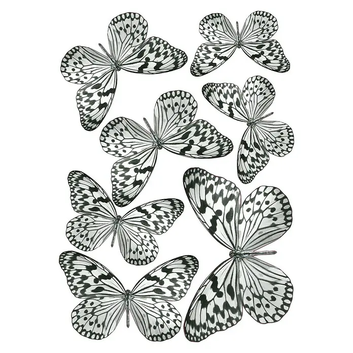 Adhesivos decorativos 3D - Mariposas, Negro/blanco