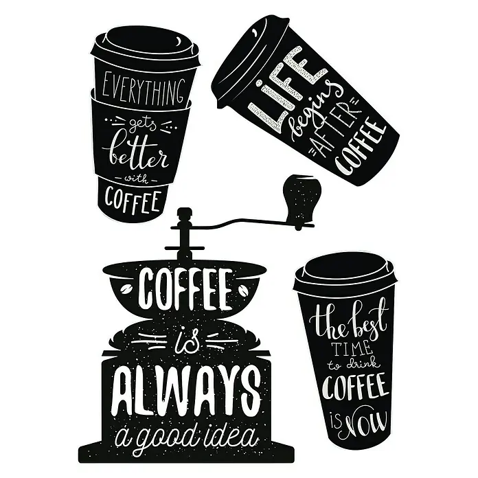 Adhesivos decorativos - Coffee, Blanco/Negro, 48 x 68 cm