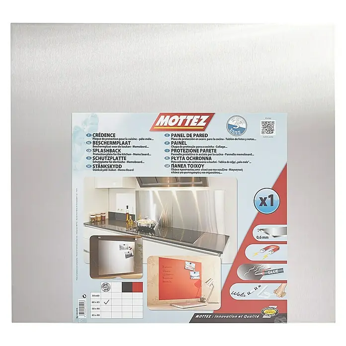 Mottez Protector de pared de cocina - Gris, 60 x 65 cm