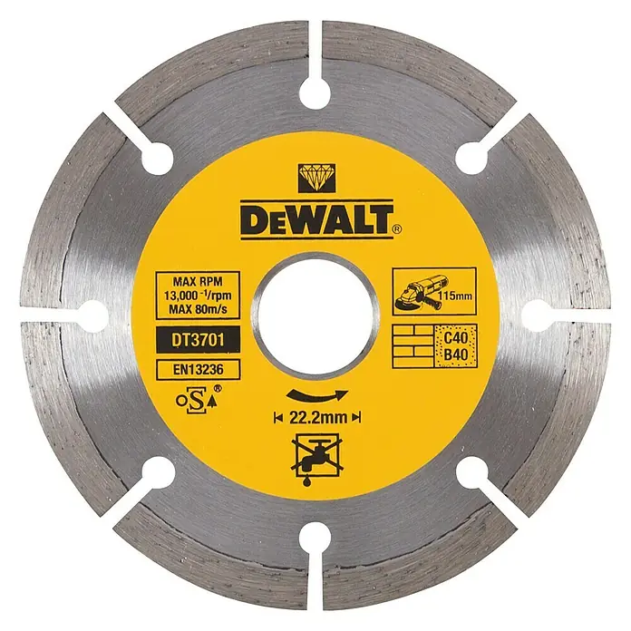 Dewalt Disco de corte de diamante DT3701-QZ - Diámetro disco: 115 mm, Apto para: Materiales de construcción