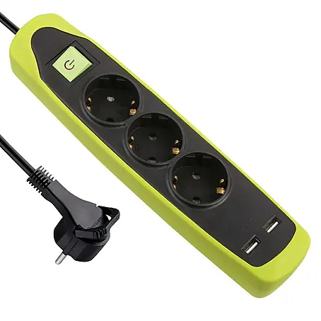 Electraline  Base de enchufe múltiple con USB Gummy