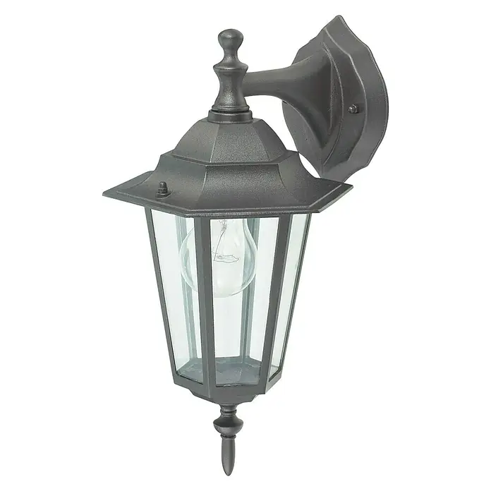 Aplique exterior Orlando - 60 W, 22,6 x 20,2 x 35,2 cm, Negro, IP44, Descendente