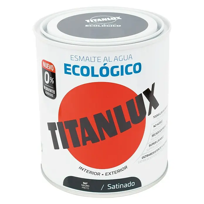 Titanlux Esmalte de color Eco - Negro, 750 ml, Satinado