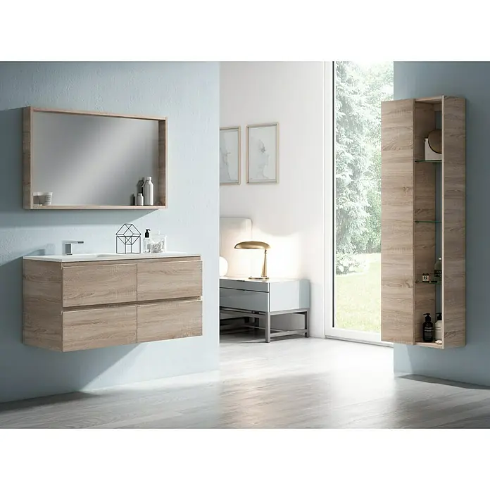 Mueble de lavabo Quadro - 45 x 80 x 50 cm, Roble claro