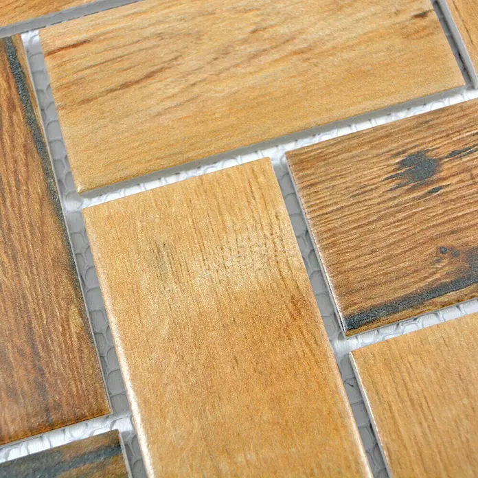 Mosaikfliese Fischgrät CIM HB WD - 27,5 x 27,5 cm, Braun, Matt - Detailaufnahme