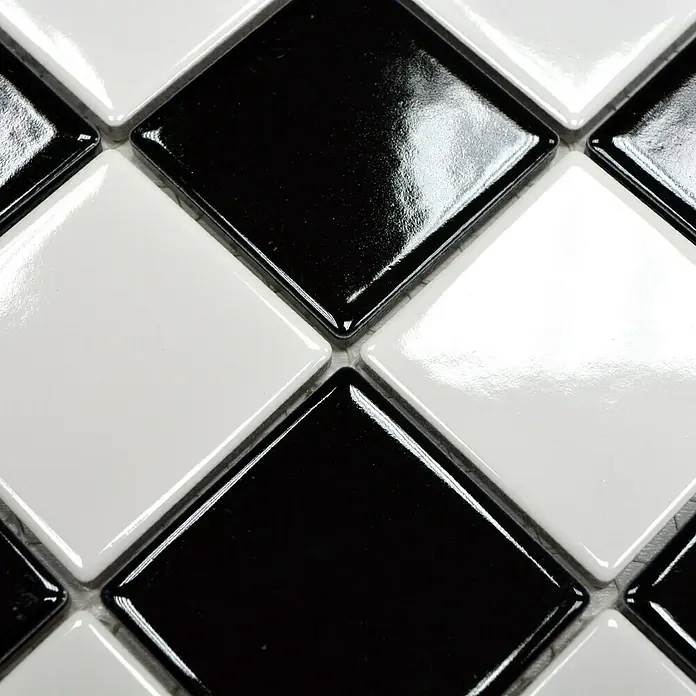 Mosaikfliese Quadrat CD 200 - 29,8 x 29,8 cm, Schwarz/Weiß, Glänzend - Detailaufnahme