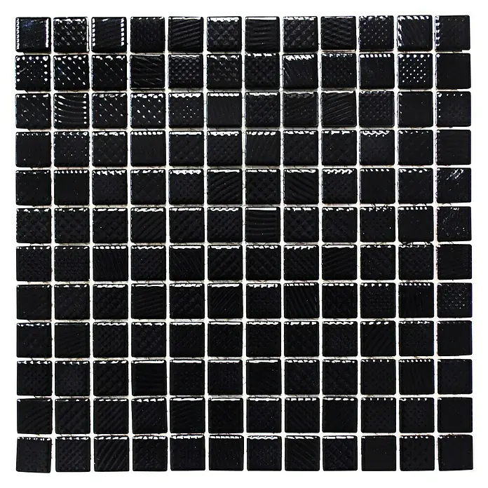 Mosaikfliese Quadrat CG 123 - 29,8 x 29,8 cm, Schwarz, Glänzend - Ansicht von oben