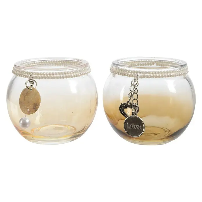Portavelas Degradado - Ø x Al: 8 x 7 cm, Beige/Marrón