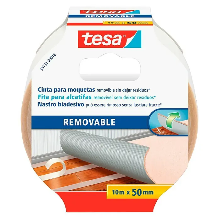 Tesa Cinta de doble cara para moquetas - 10 m x 50 mm