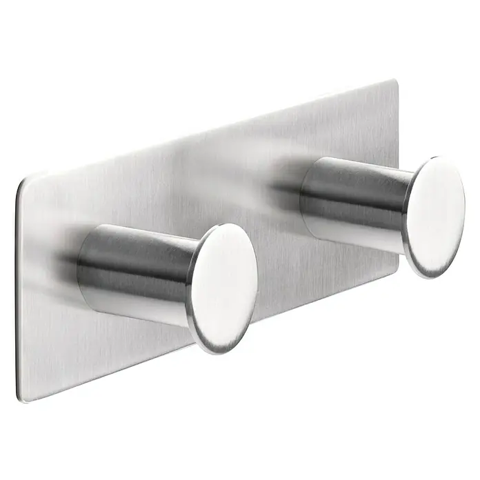 Tesa Powerbutton Doppelhaken Classic - Rechteckig, Edelstahl, Selbstklebend