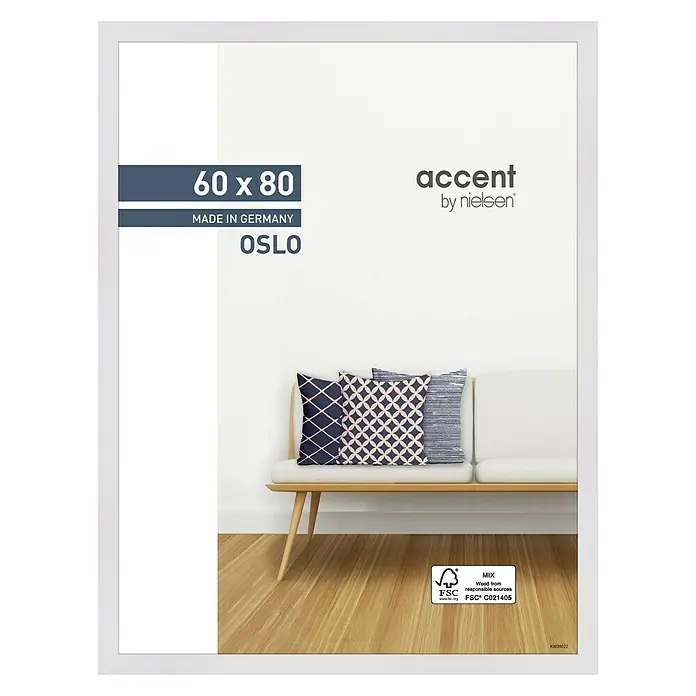 Accent Holzwechselrahmen Oslo - Weiß, 60 x 80 cm, MDF - Vorderansicht